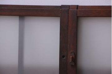 和製アンティーク　すりガラス使用!古い横長ガラス戸2枚セット(窓)