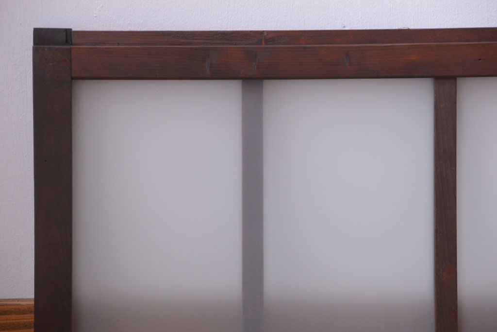 和製アンティーク　すりガラス使用!古い横長ガラス戸2枚セット(窓)