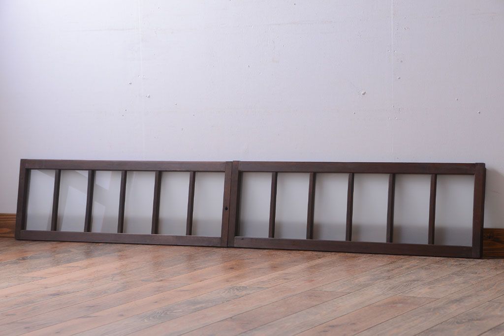 和製アンティーク　すりガラス使用!古い横長ガラス戸2枚セット(窓)(2)