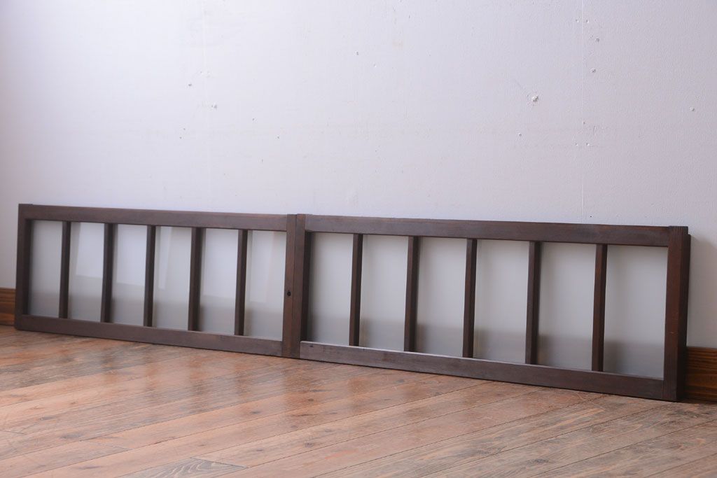 和製アンティーク　すりガラス使用!古い横長ガラス戸2枚セット(窓)(2)