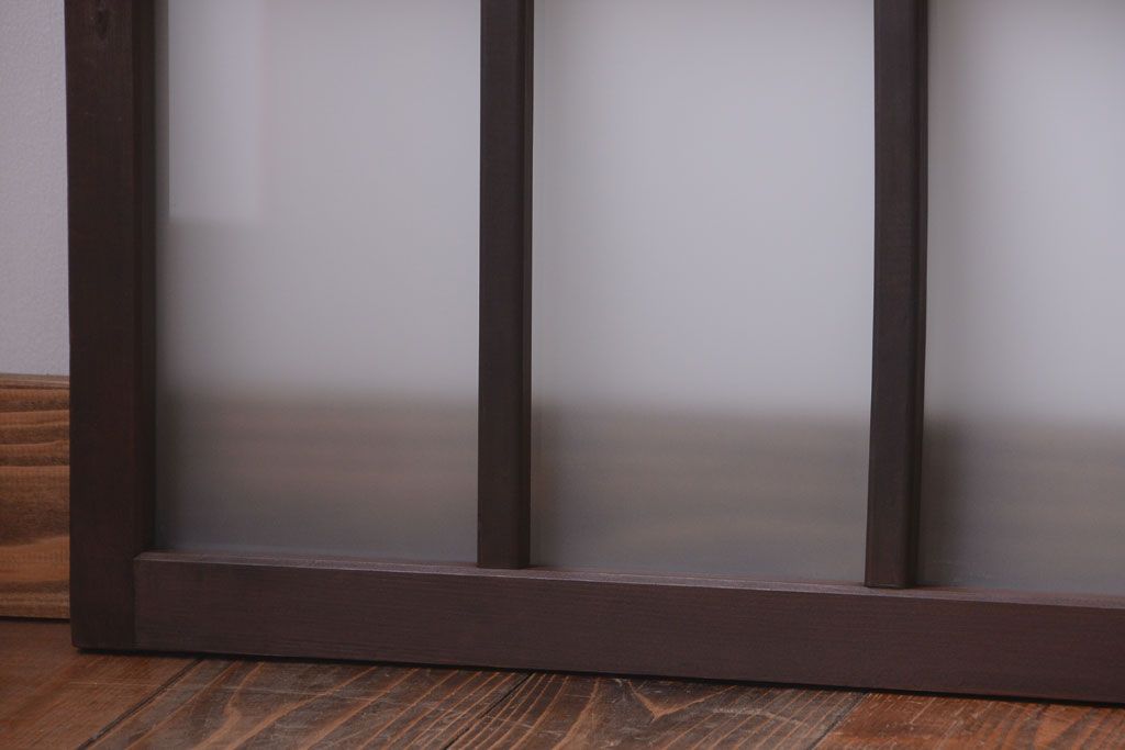 和製アンティーク　すりガラス使用!古い横長ガラス戸2枚セット(窓)(2)