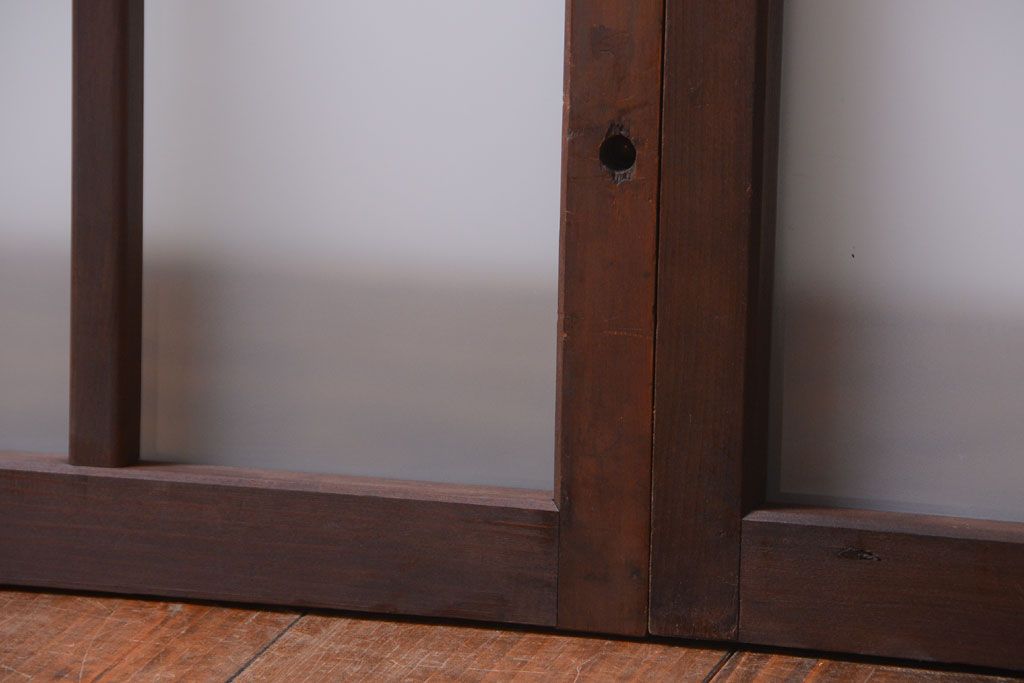 和製アンティーク　すりガラス使用!古い横長ガラス戸2枚セット(窓)(2)