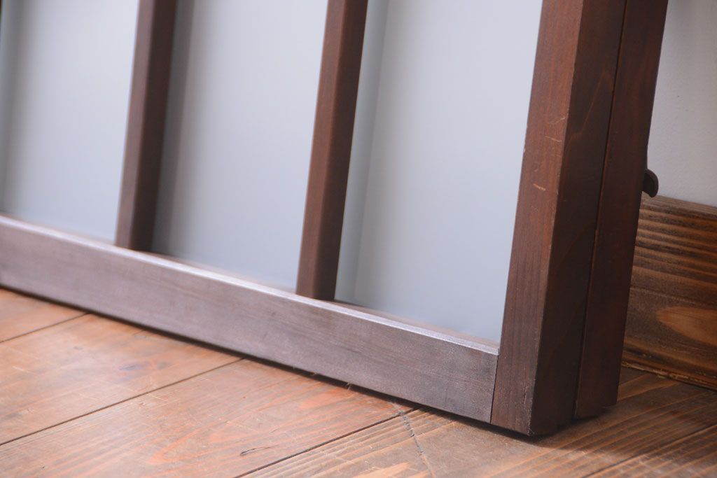 和製アンティーク　すりガラス使用!古い横長ガラス戸2枚セット(窓)(2)