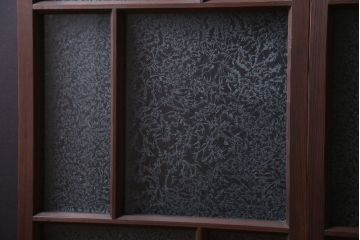 和製アンティーク　結霜ガラス入り!モダンなガラス戸2枚セット(窓)