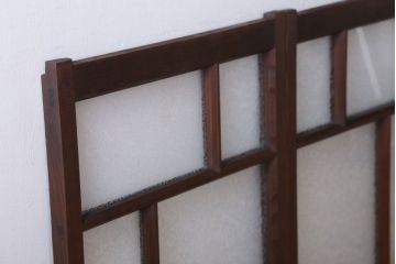 和製アンティーク　結霜ガラス入り!モダンなガラス戸2枚セット(窓)