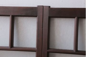 和製アンティーク　結霜ガラス入り!モダンなガラス戸2枚セット(窓)