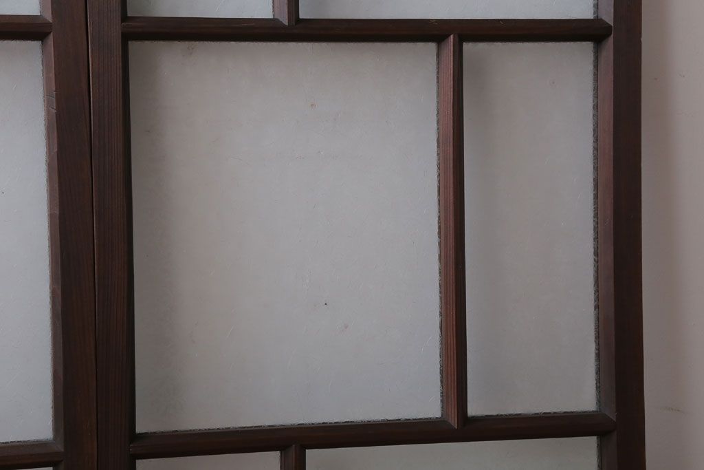 和製アンティーク　結霜ガラス入り!モダンなガラス戸2枚セット(窓)