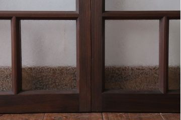 和製アンティーク　結霜ガラス入り!モダンなガラス戸2枚セット(窓)