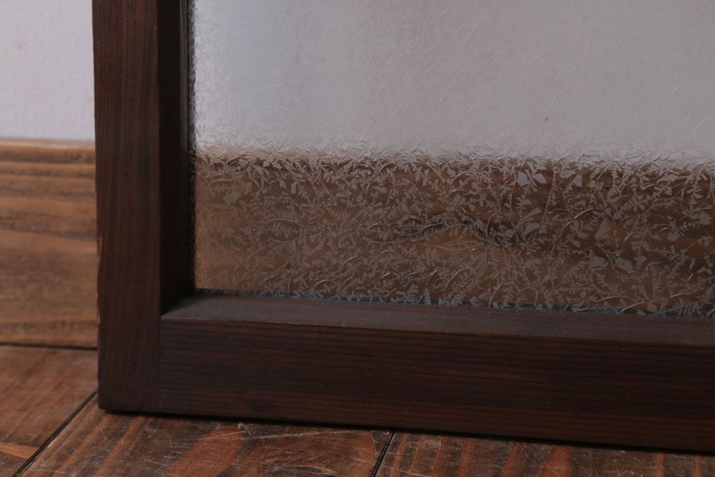 和製アンティーク　結霜ガラス入り!モダンなガラス戸2枚セット(窓)