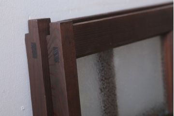 和製アンティーク　結霜ガラス入り!モダンなガラス戸2枚セット(窓)