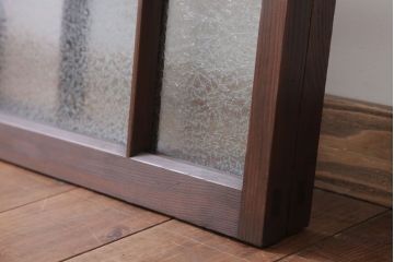 和製アンティーク　結霜ガラス入り!モダンなガラス戸2枚セット(窓)