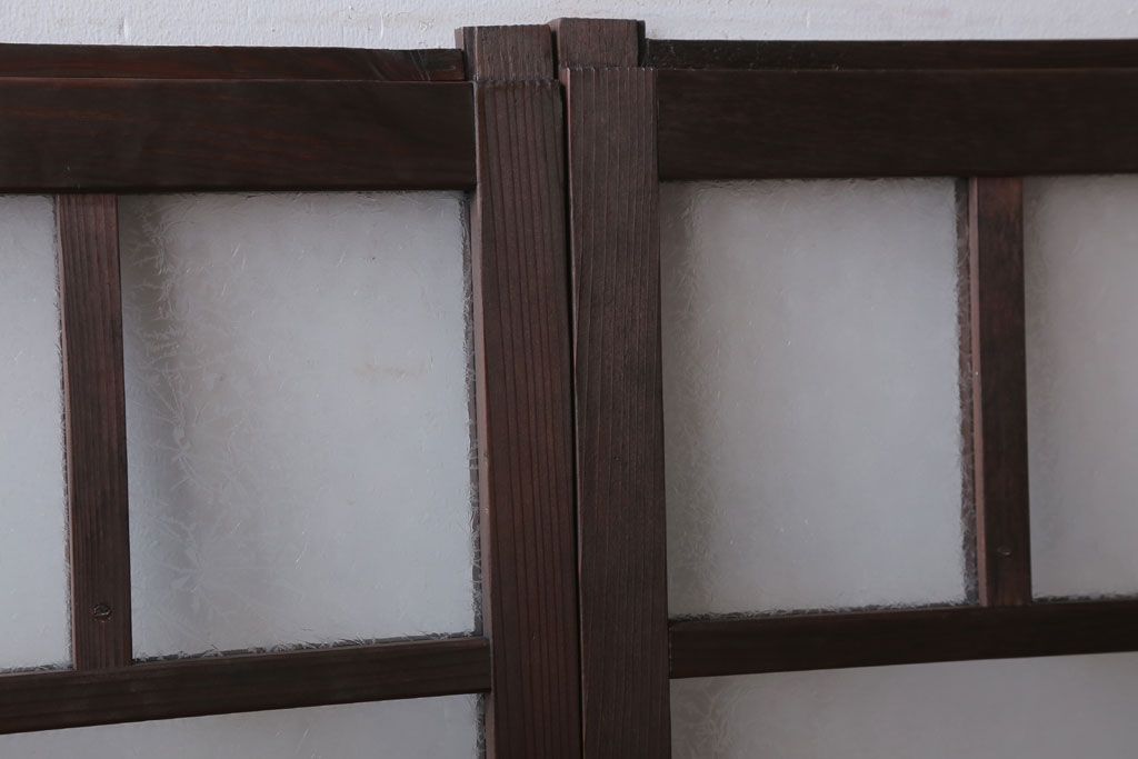 和製アンティーク　結霜ガラス入り!モダンなガラス戸2枚セット(窓)