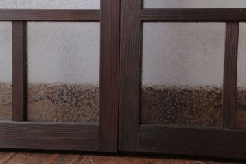 和製アンティーク　結霜ガラス入り!モダンなガラス戸2枚セット(窓)