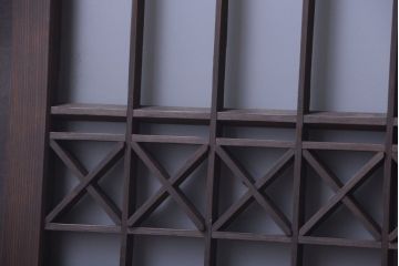 和製アンティーク　組子が上品な古い木のガラス戸2枚セット(窓)