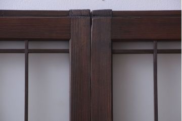 和製アンティーク　組子が上品な古い木のガラス戸2枚セット(窓)