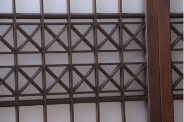 和製アンティーク　組子が上品な古い木のガラス戸2枚セット(窓)