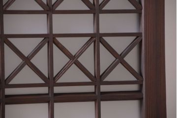 和製アンティーク　組子が上品な古い木のガラス戸2枚セット(窓)