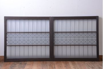 和製アンティーク　組子が上品な古い木のガラス戸2枚セット(窓)