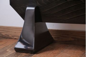 アンティーク雑貨　高級品　輪島塗沈金作家川端光峰作　鶴沈金蒔絵衝立(定価約200万円)