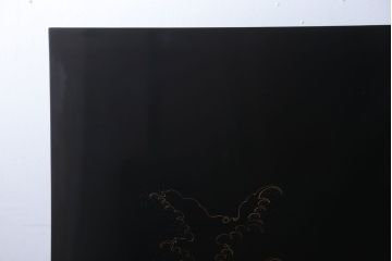 アンティーク雑貨　高級品　輪島塗沈金作家川端光峰作　鶴沈金蒔絵衝立(定価約200万円)