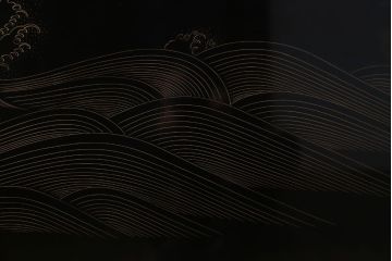 アンティーク雑貨　高級品　輪島塗沈金作家川端光峰作　鶴沈金蒔絵衝立(定価約200万円)