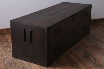 アンティーク家具　古民具・骨董　シンプルなアンティーク時代箪笥テレビボード(ローボード)(1)