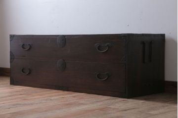 アンティーク家具　古民具・骨董　シンプルなアンティーク時代箪笥テレビボード(ローボード)(1)