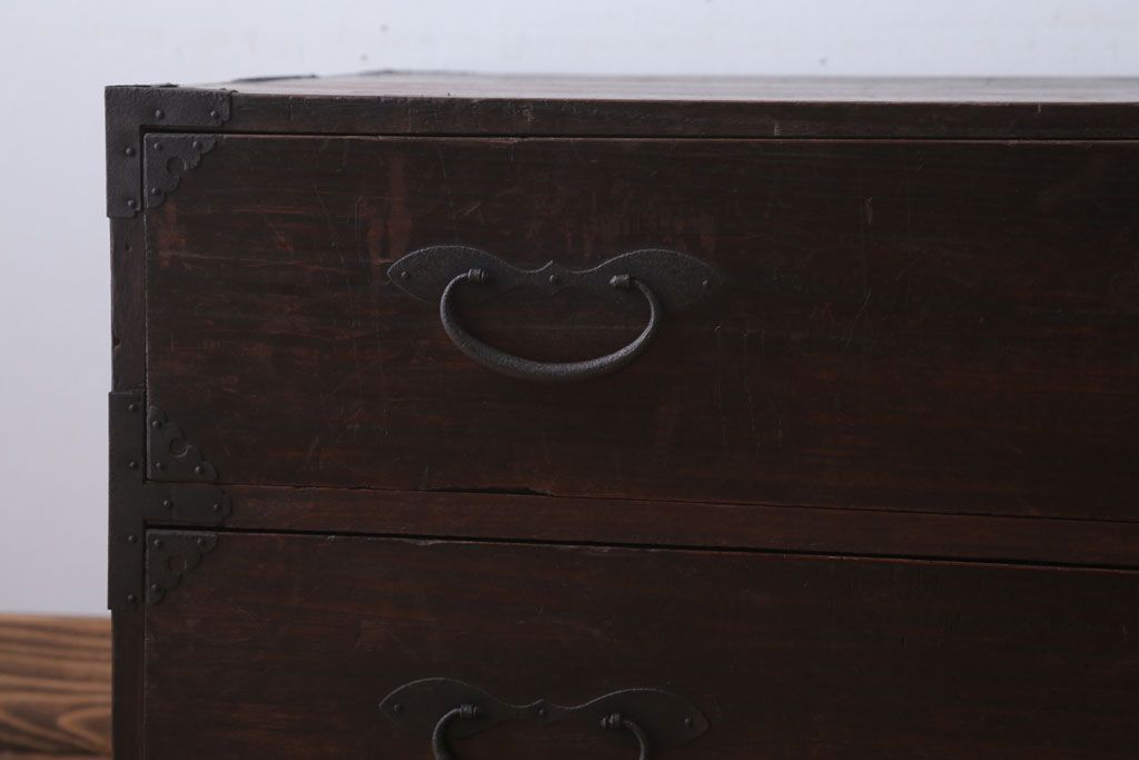 アンティーク家具　古民具・骨董　シンプルなアンティーク時代箪笥テレビボード(ローボード)(1)