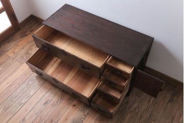 アンティーク家具　古民具・骨董　シンプルなアンティーク時代箪笥テレビボード(ローボード)(2)