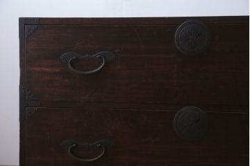 アンティーク家具　古民具・骨董　シンプルなアンティーク時代箪笥テレビボード(ローボード)(2)