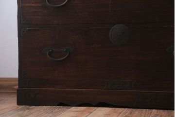 アンティーク家具　古民具・骨董　シンプルなアンティーク時代箪笥テレビボード(ローボード)(2)