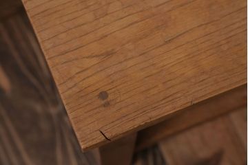 レトロ家具　昭和レトロ　古い学校の木製アンティーク角スツール2脚セット(1)