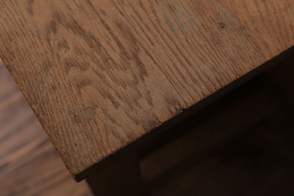 レトロ家具　昭和レトロ　古い学校の木製アンティーク角スツール2脚セット(1)