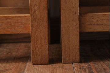 レトロ家具　昭和レトロ　古い学校の木製アンティーク角スツール2脚セット(1)