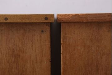 レトロ家具　昭和レトロ　古い学校の木製アンティーク角スツール2脚セット(2)