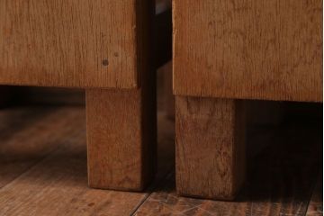 レトロ家具　昭和レトロ　古い学校の木製アンティーク角スツール2脚セット(2)