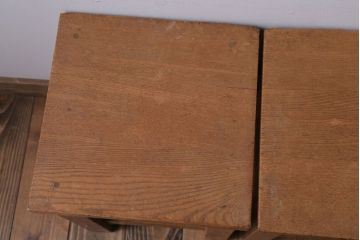 レトロ家具　昭和レトロ　古い学校の木製アンティーク角スツール2脚セット(3)