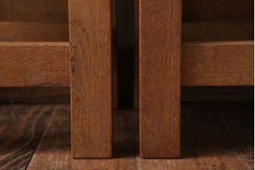 レトロ家具　昭和レトロ　古い学校の木製アンティーク角スツール2脚セット(3)