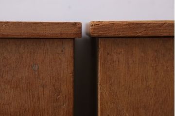 レトロ家具　昭和レトロ　古い学校の木製アンティーク角スツール2脚セット(3)