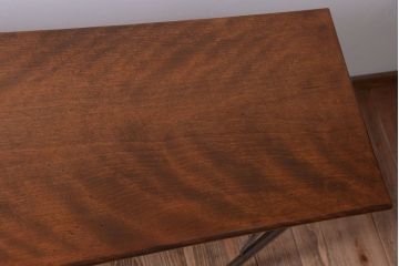 アンティーク家具　アンティーク　天板桜材一枚板!横長鉄脚テーブル