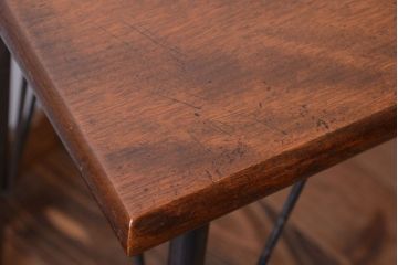 アンティーク家具　アンティーク　天板桜材一枚板!横長鉄脚テーブル