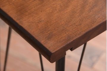 アンティーク家具　アンティーク　天板桜材一枚板!横長鉄脚テーブル