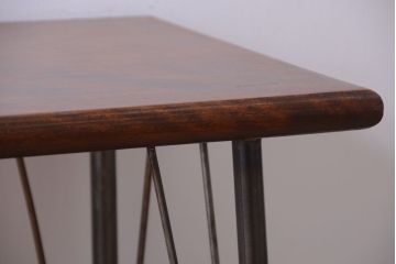 アンティーク家具　アンティーク　天板桜材一枚板!横長鉄脚テーブル