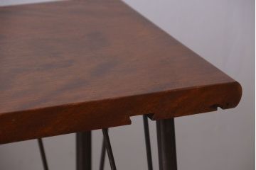 アンティーク家具　アンティーク　天板桜材一枚板!横長鉄脚テーブル