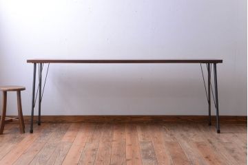 アンティーク家具　アンティーク　天板一枚板!横長鉄脚テーブル(1)