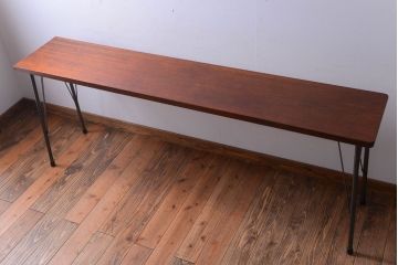 アンティーク家具　アンティーク　天板一枚板!横長鉄脚テーブル(1)