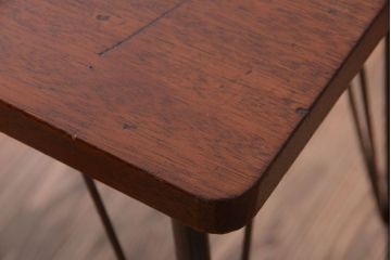 アンティーク家具　アンティーク　天板一枚板!横長鉄脚テーブル(1)