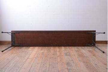 アンティーク家具　アンティーク　天板一枚板!横長鉄脚テーブル(1)