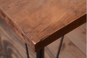アンティーク家具　アンティーク　天板一枚板!横長鉄脚テーブル(2)