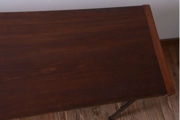 アンティーク家具　アンティーク　天板一枚板!横長鉄脚テーブル(3)